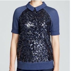 Kate Spade Milo Sequin Front Collar Navy Sz Small